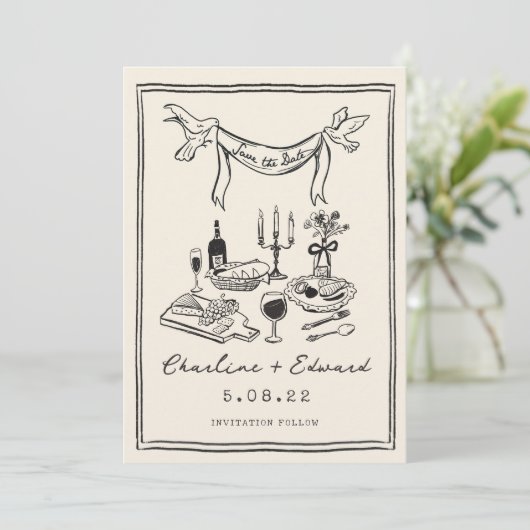 手描きのクールな筆跡 Save the date セーブザデート (スタンド正面)