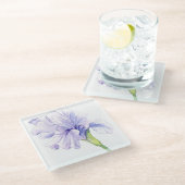 手描きのグラジオラス ガラスコースター (アングル)