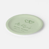 手描きのグリーンハート ブライダルシャワーペーパープレート ペーパープレート (アングル)