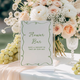 手描きのグリーンフレーム フラワーバー ポスター