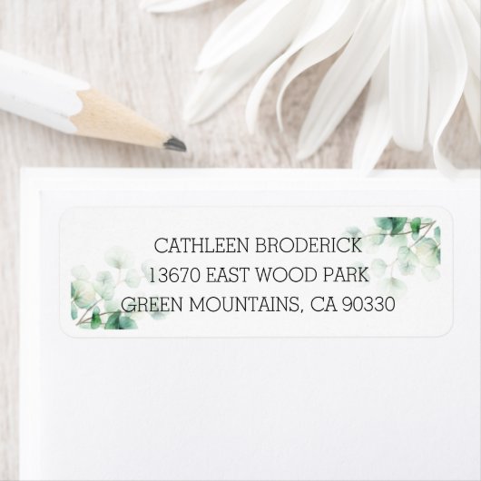 手描きのグリーン オーガニック ユーカリ ウェディング ラベル (インサイチュ)
