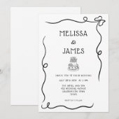 手描きのケーキの夢のある結婚式 招待状 (正面/裏面)
