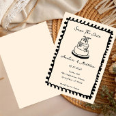 手描きのケーキドゥードル おとぎ話のようなウェディング 招待状