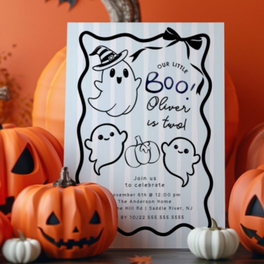 手描きのゴーストの誕生日パーティー招待状 招待状