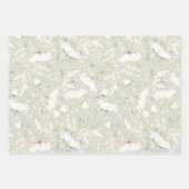 手描きのゴールド ワイルドフラワースケッチパターン エレガント ラッピングペーパーシート (正面3)