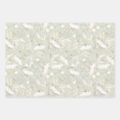 手描きのゴールド ワイルドフラワースケッチパターン エレガント ラッピングペーパーシート (正面2)