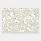 手描きのゴールド ワイルドフラワースケッチパターン エレガント ラッピングペーパーシート (正面)