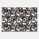 手描きのゴールド ワイルドフラワースケッチパターン エレガント ラッピングペーパーシート (正面2)