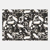 手描きのゴールド ワイルドフラワースケッチパターン エレガント ラッピングペーパーシート (正面)