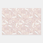 手描きのゴールド ワイルドフラワースケッチパターン エレガント ラッピングペーパーシート (正面2)