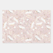 手描きのゴールド ワイルドフラワースケッチパターン エレガント ラッピングペーパーシート (正面)