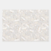 手描きのゴールド ワイルドフラワースケッチパターン エレガント ラッピングペーパーシート (正面2)