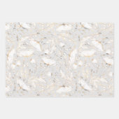 手描きのゴールド ワイルドフラワースケッチパターン エレガント ラッピングペーパーシート (正面)