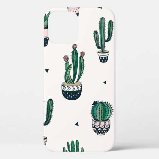 手描きのサボテンとサクルを使ったシームレスな模様 Case-Mate iPhoneケース (裏面)
