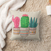 手描きのサボテン クッション (ブランケット)