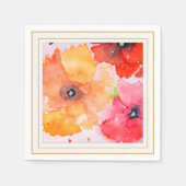 手描きのサマー フローラル ダイニング ナプキン — ピーチ スタンダードカクテルナプキン (正面)