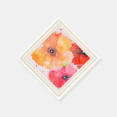 手描きのサマー フローラル ダイニング ナプキン — ピーチ スタンダードカクテルナプキン (角)