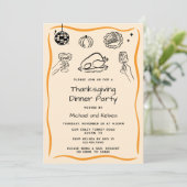 手描きのサンクスギビングディナー招待状 招待状 (スタンド正面)