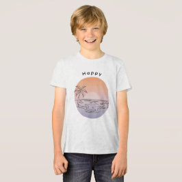 手描きのサンセットビーチTシャツ for Boys トライブレンドTシャツ