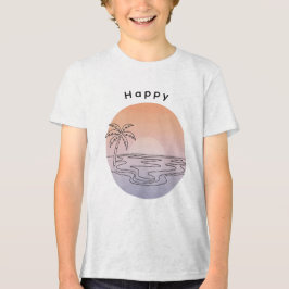 手描きのサンセットビーチTシャツ for Boys トライブレンドTシャツ