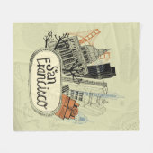 手描きのサンフランシスコ フリースブランケット (正面(横))
