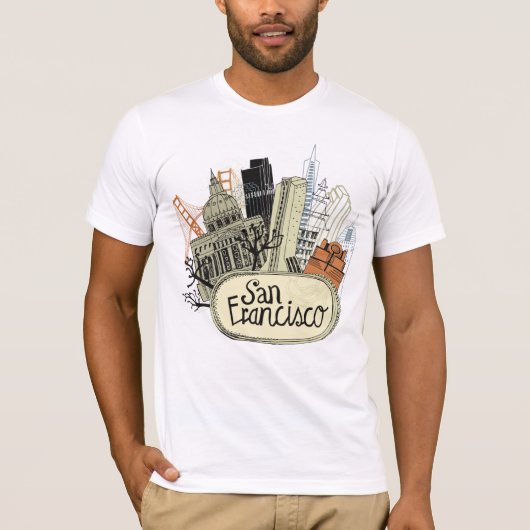 手描きのサンフランシスコ Tシャツ (正面)