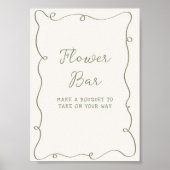 手描きのサージグリーン フレーム 花バー ポスター (正面)