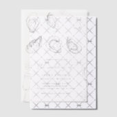 手描きのシャンパンと牡蠣のロースト結婚式 ベラム紙招待状 (オフセット (招待状))