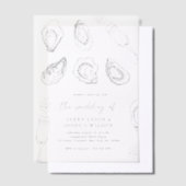 手描きのシャンパンと牡蠣のロースト結婚式 ベラム紙招待状 (オフセット)