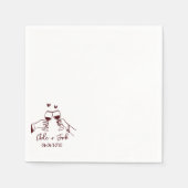 手描きのシャンパングラスのウェディングナプキン スタンダードカクテルナプキン (正面)