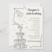 手描きのシャンパンタワー誕生日 招待状 (正面)