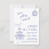 手描きのシャンパンタワー ウェディングカード 招待状 (正面)