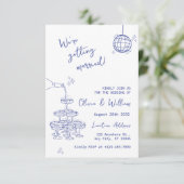 手描きのシャンパンタワー ウェディングカード 招待状 (スタンド正面)