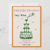 手描きのシャンパンタワー ウェディング 招待状 (正面)