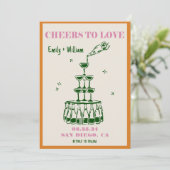 手描きのシャンパンタワー ウェディング 招待状 (スタンド正面)