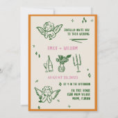 手描きのシャンパンタワー ウェディング 招待状 (裏面)