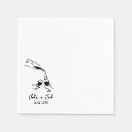 手描きのシャンパンタワー グラス ウェディング ナプキン スタンダードカクテルナプキン