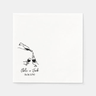 手描きのシャンパンタワー グラス ウェディング ナプキン スタンダードカクテルナプキン