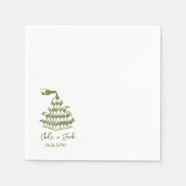 手描きのシャンパンタワー グラス ウェディング ナプキン スタンダードカクテルナプキン