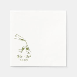 手描きのシャンパンタワー グラス ウェディング ナプキン スタンダードカクテルナプキン