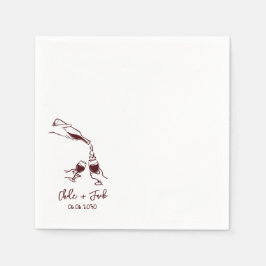 手描きのシャンパンタワー グラス ウェディング ナプキン スタンダードカクテルナプキン