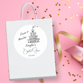 手描きのシャンパンタワー ブライダルシャワーのお favors ラウンドシール