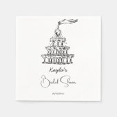 手描きのシャンパンタワー ミニマルなブライダルシャワー スタンダードカクテルナプキン (正面)