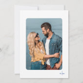 手描きのシンプルな写真 ブルーの whimsical ウェディング セーブザデート (裏面)