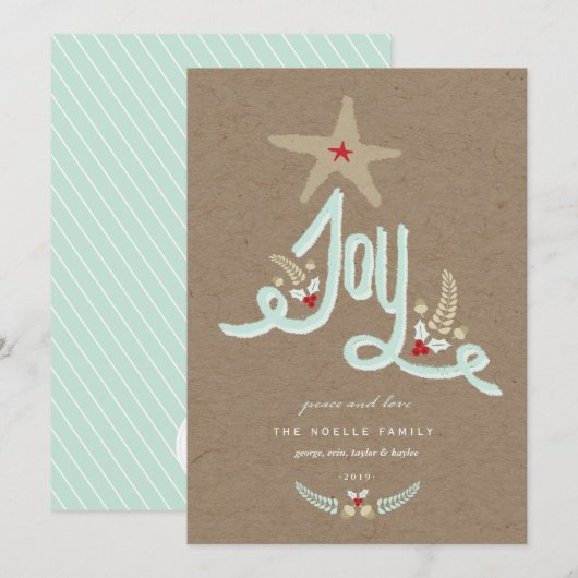 手描きのシンプルな青の喜びのカリグラフィー植物 シーズンカード (正面/裏面)