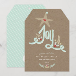 手描きのシンプルな青の喜びのカリグラフィー植物 シーズンカード