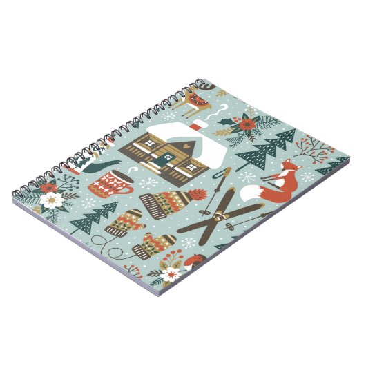 手描きのシームレスなヴィンテージパターンとカワイルな前絵 ノートブック (左側)