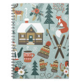 手描きのシームレスなヴィンテージパターンとカワイルな前絵 ノートブック (正面)