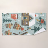 手描きのシームレスなヴィンテージパターンとカワイルな前絵 バスタオル (バスタオル)