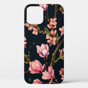 手描きのシームレスな花柄の背景 iPhone 12ケース